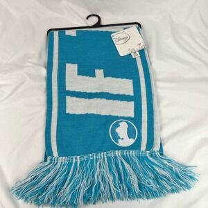 Disney Cinderella Knit Scarf Teal Blue Fringe Preppy Vintage Cozy